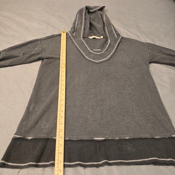 SoftSurroundings Oasis Hoodie Women’s M Charcoal Gray Pullover Ribbed Terrycloth - Picture 6 of 11